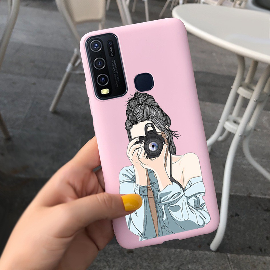 Mờ / Matte Ốp Điện Thoại Silicon Mềm Nhám Họa Tiết Hoa Thời Trang Cho Vivo Y30 1938 Y50 1935 Y 50 Vivoy30 2020 6.53 Inch