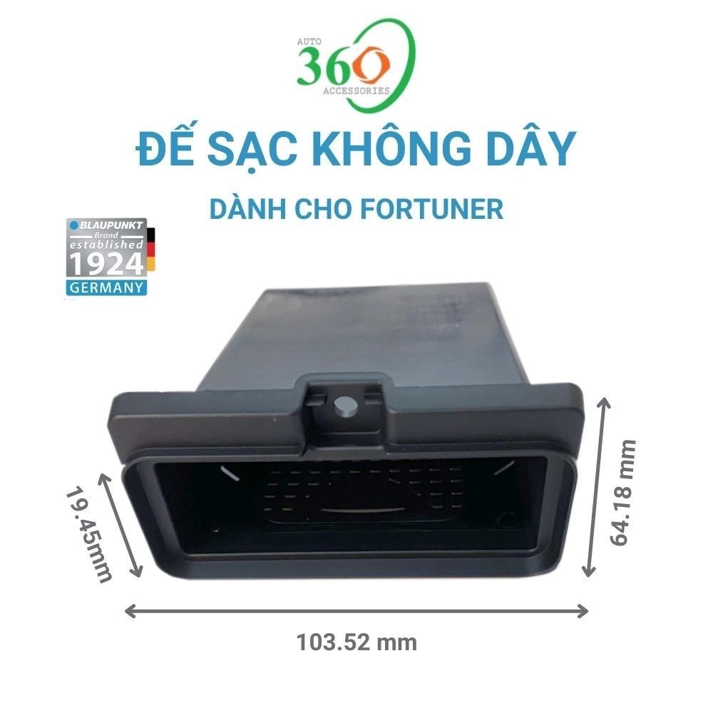 Đế sạc không dây Blaupunkt, dock sạc không cần tháo vỏ điện thoại dành riêng cho xe Fortuner
