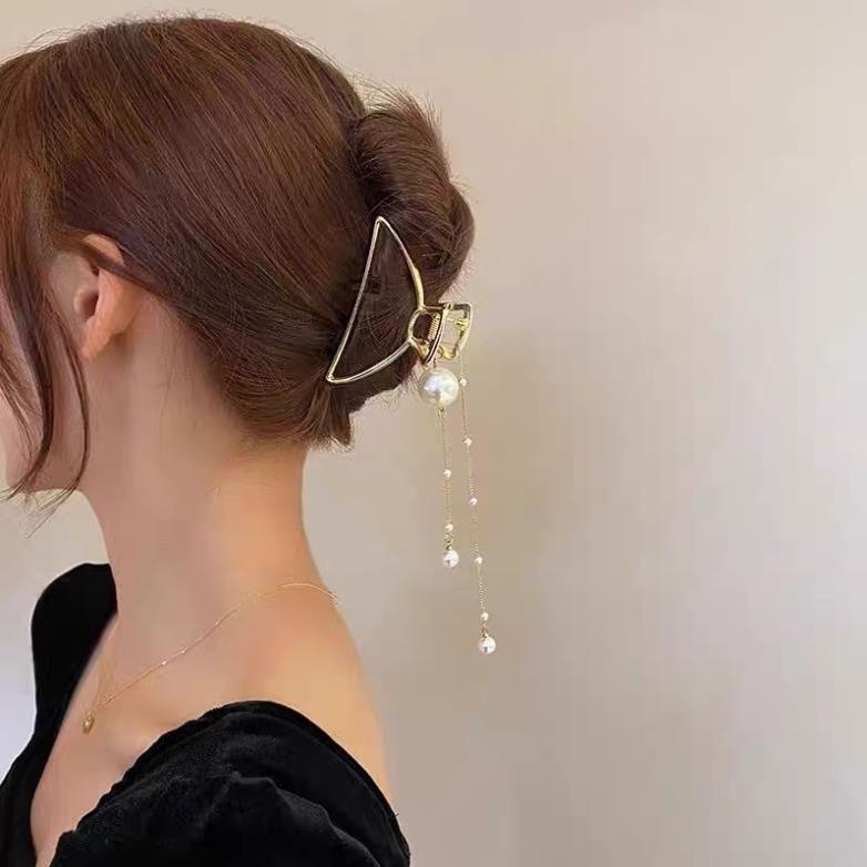 ❤️ Kẹp Tóc Myna Càng Cua Kim Loại Đính Châu Sang Chảnh ❤️