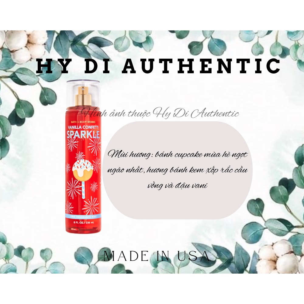 VANILLA CONFETTI SPARKLE - XỊT THƠM DƯỠNG THỂ BATH & BODY WORKS USA