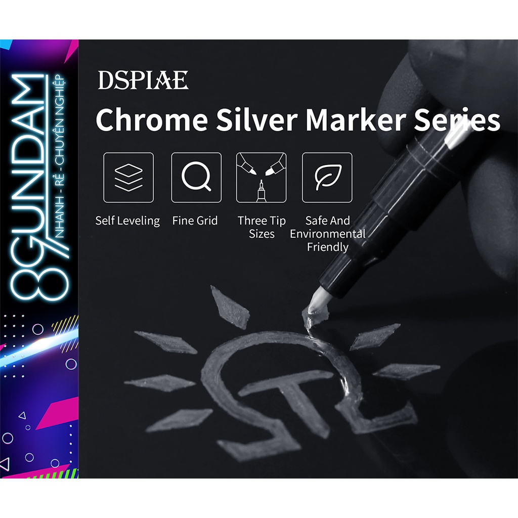 Bút vẽ cao cấp Chrome Silver Marker DSPIAE dành cho mô hình nhựa