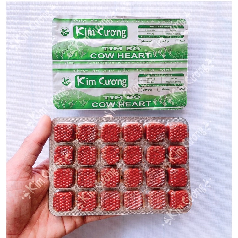 Tim bò KIM CƯƠNG_kích màu[Đỏ]_5vỉ/500g_thức ăn chăm sóc cho cá cảnh_an toàn bể cá_thú vui thủy sinh_betta_guppy_7_koi...