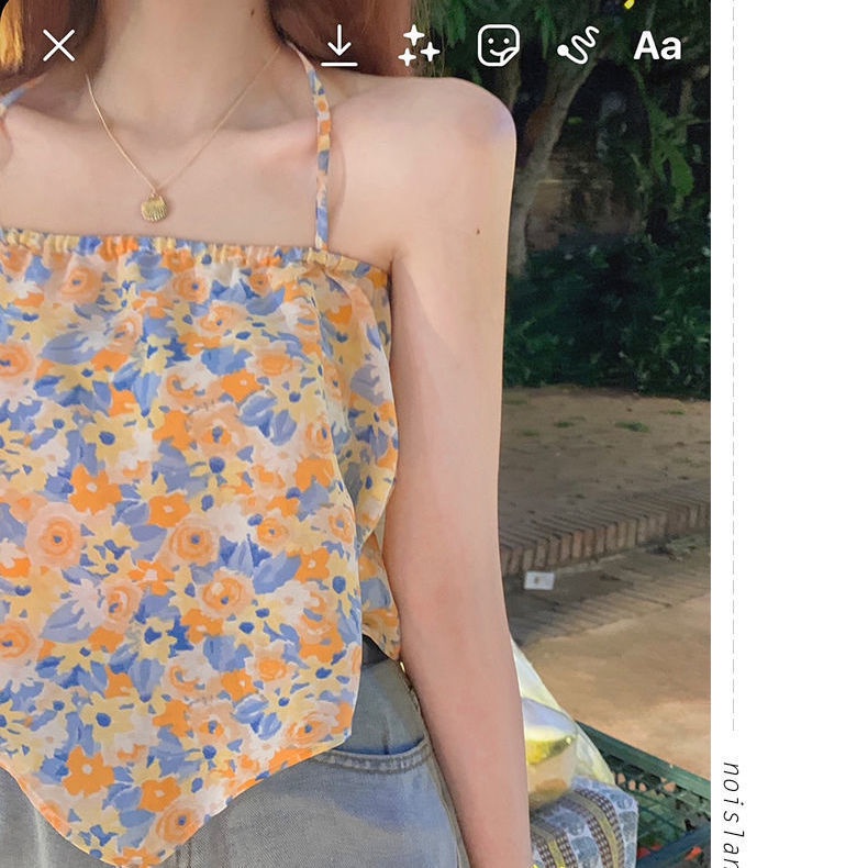 Áo Hai Dây Họa Tiết Hoa Phong Cách Retro Pháp Nữ Tính