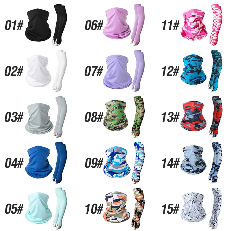 Ống Tay Áo + Yếm Bằng Lụa Lạnh Thoáng Khí Nhanh Khô Chống Tia UV Tiện Dụng Cho Người Đi Câu Cá / Lái Xe