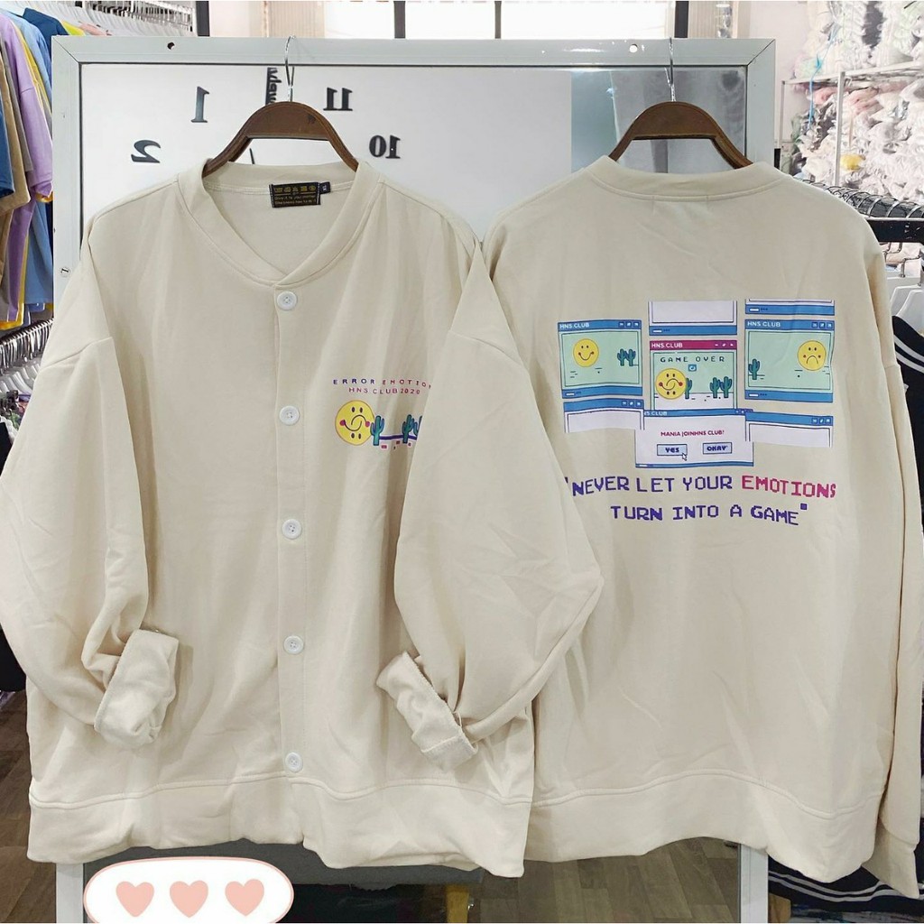Áo Khoác Nỉ Bông CARDIGAN EMOTION GAME Form Rộng Ulzzang (3 Màu)