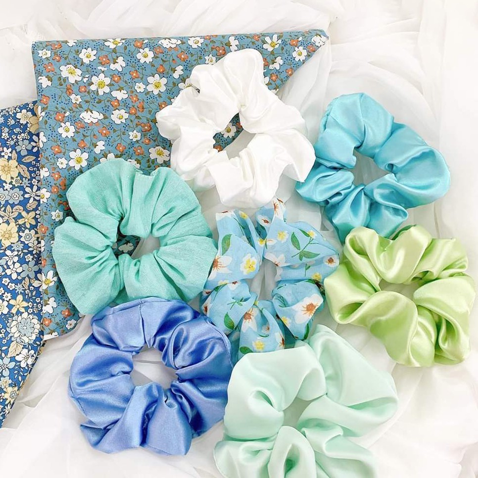 Dây Cột Tóc Trơn - Scrunchies Vải Phi Bóng