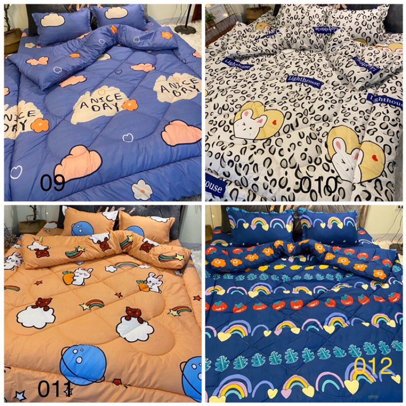 Trọn bộ 5 món ga gối chăn phao Poly Cotton có ruột bông dày loại 1 mẫu mới 2021 ( nhắn chọn mẫu ) | BigBuy360 - bigbuy360.vn