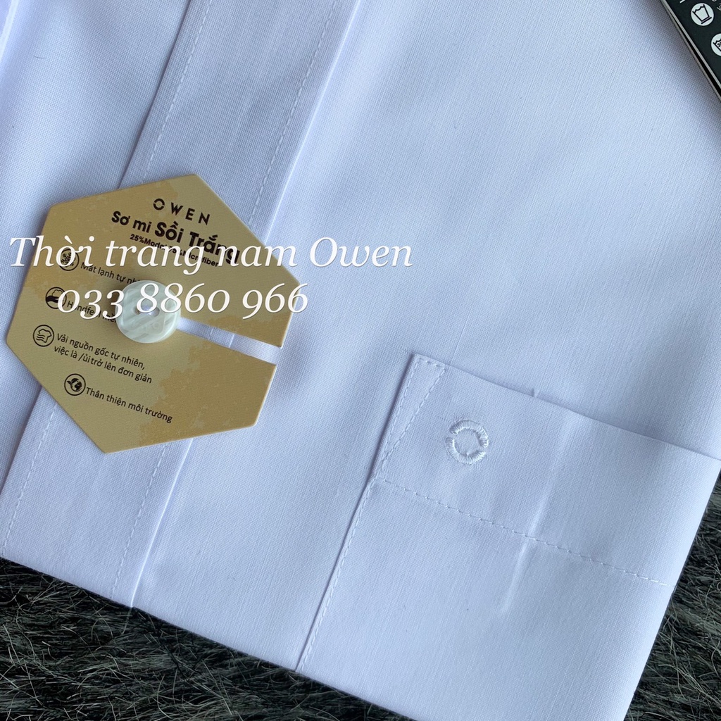OWEN - Áo sơ mi trắng ngắn tay Owen chất sồi - Áo sơ mi trắng ngắn tay nam Slimfit , Regularfit , Simfit