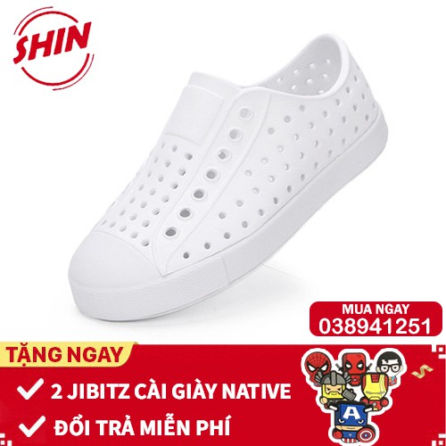 giày native cho bé💖FREESHIP💖giày native cho bé họa tiết trắng full SHINNATIVE27 tặng 2 jibitz native