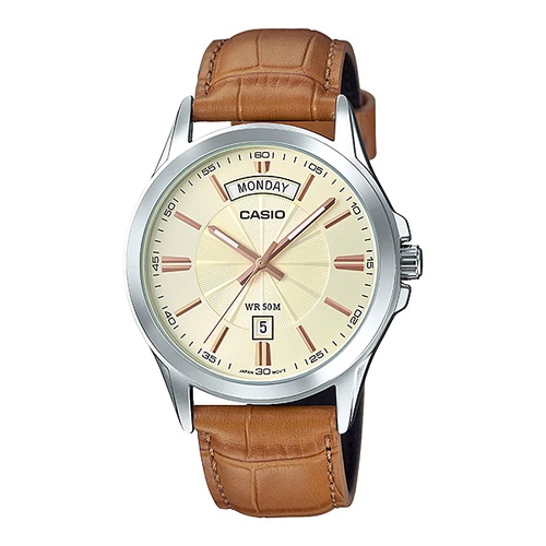 Đồng hồ nam Casio MTP-1381L-9A dây da thật, chống nước 50m, hàng chính hãng