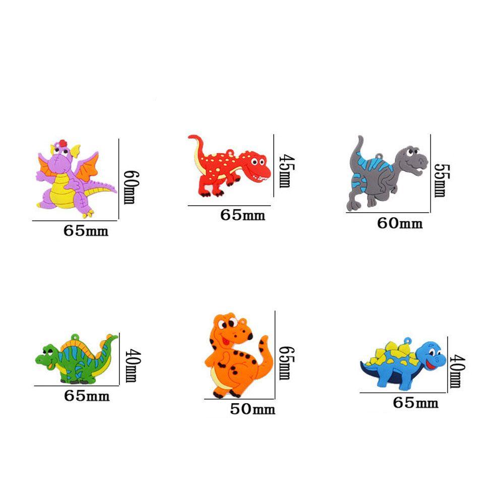 LILYES Set 6 Nhẫn Cao Su Mềm Hình Khủng Long Nhiều Màu Thời Trang