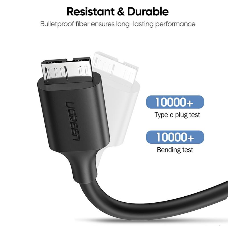 Dây chuyển USB-C 3.1 gen1 Thunderbolt 3 ra USB 3.0 Micro B cắm dữ liệu ổ cứng di động vào Laptop Macbook Ugreen 20103