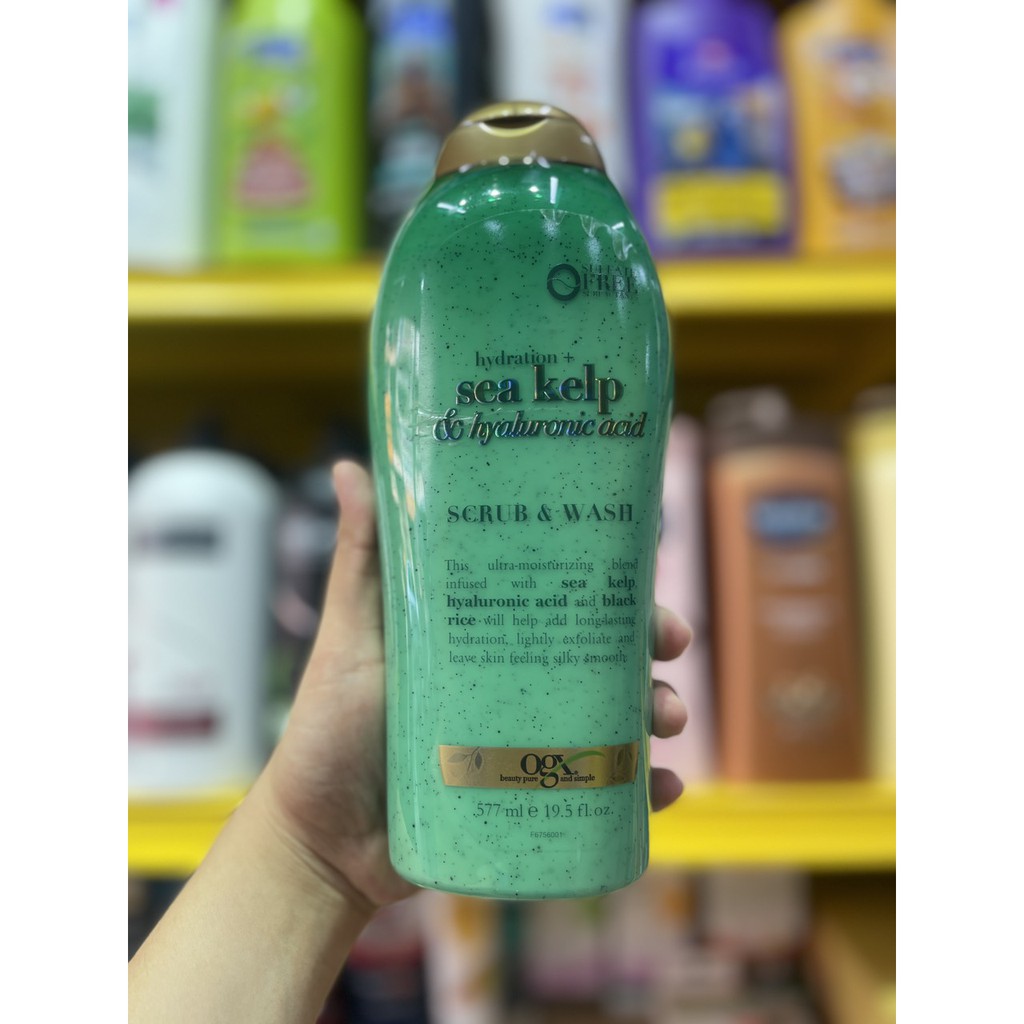 [FULL MÙI] SỮA TẮM OGX BODY SCRUB WASH SULFATE FREE TẨY TẾ BÀO CHẾT DƯỠNG DA TRẮNG MỊN 577ML (CHUẨN USA)