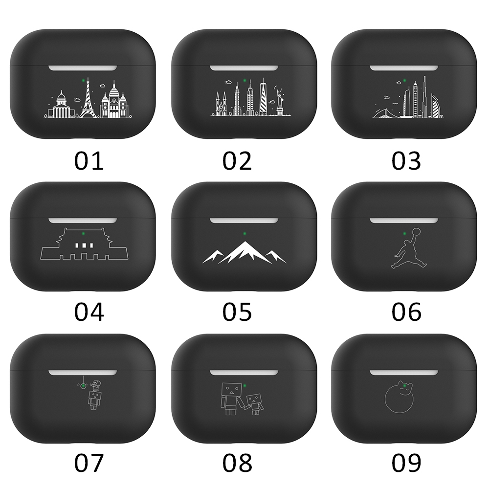 Vỏ bảo vệ hộp sạc tai nghe silicon tpu nhám họa tiết hoạt hình thích hợp cho Apple AirPods Pro