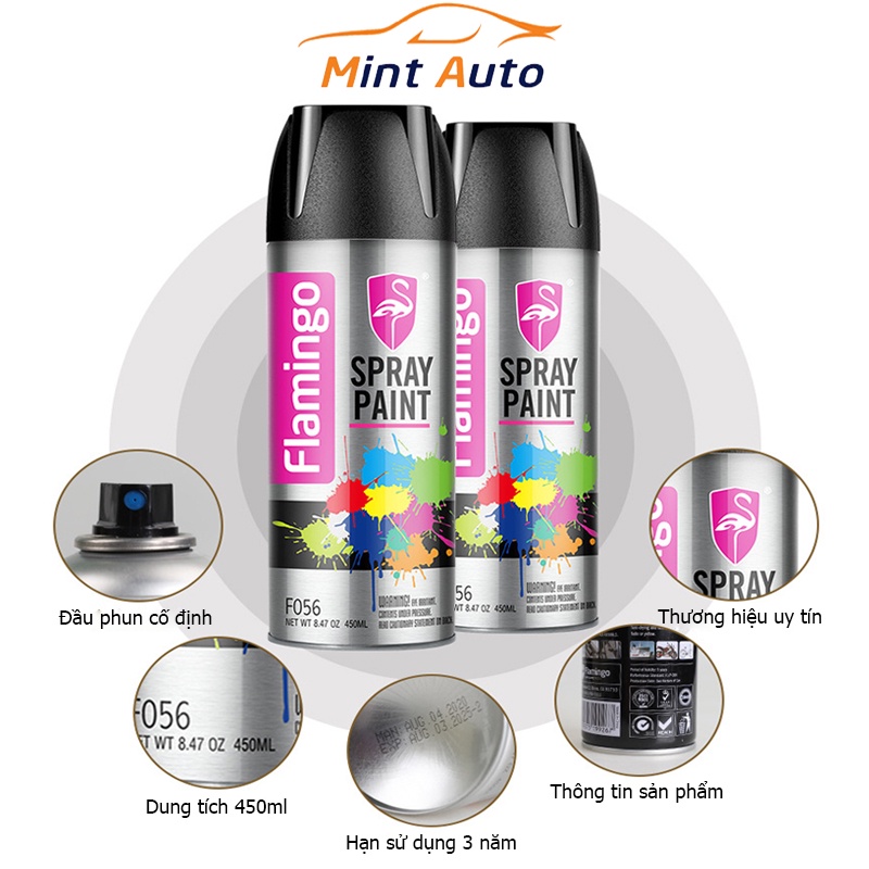 Sơn Xịt Cầm Tay Flamingo Nhiều Màu Sơn Ô Tô Xe Máy Tiện Lợi Dung Tích 450ml – MINTAUTO