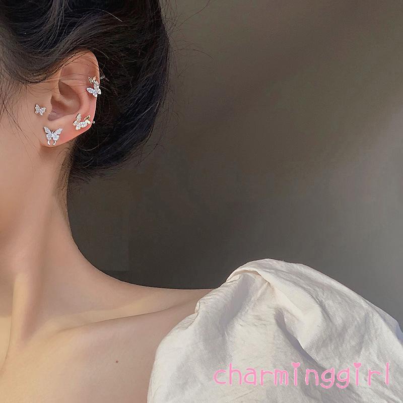 Bông tai hình bướm đính kim cương sáng tạo thanh lịch cho nữ