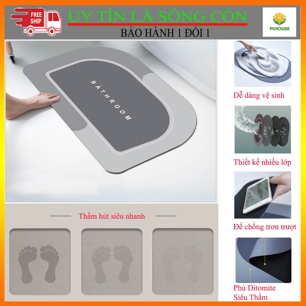 [RẺ VÔ ĐỊCH] Thảm trải sàn cao cấp lau chân nhà bếp, nhà tắm đẹp thấm hút tốt, siêu thấm, chống trượt