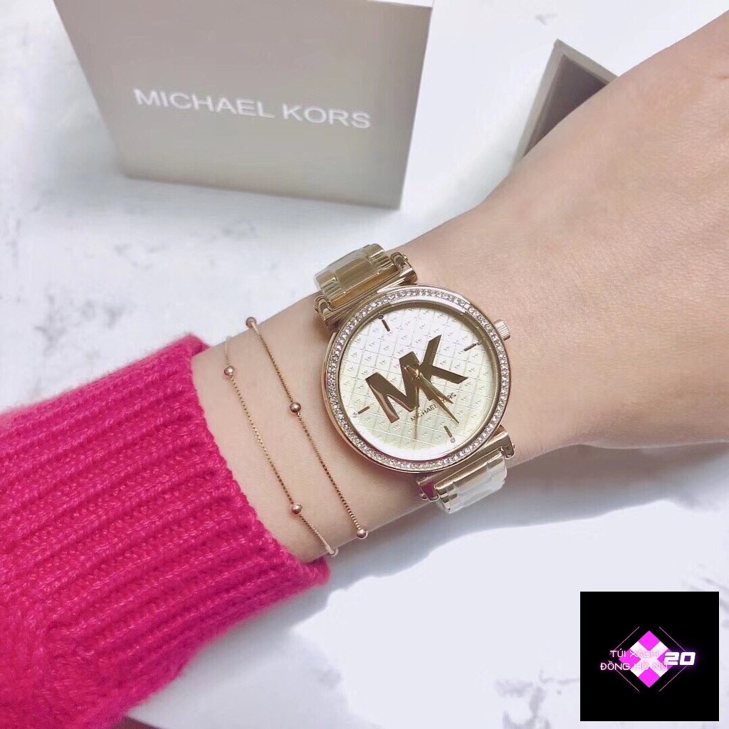 ( Sẵn 2 màu ) Đồng hồ nữ Michael Kors Sofie Quarzt Crytal MK4334 &amp; MK4335 case 36mm. 5ATM