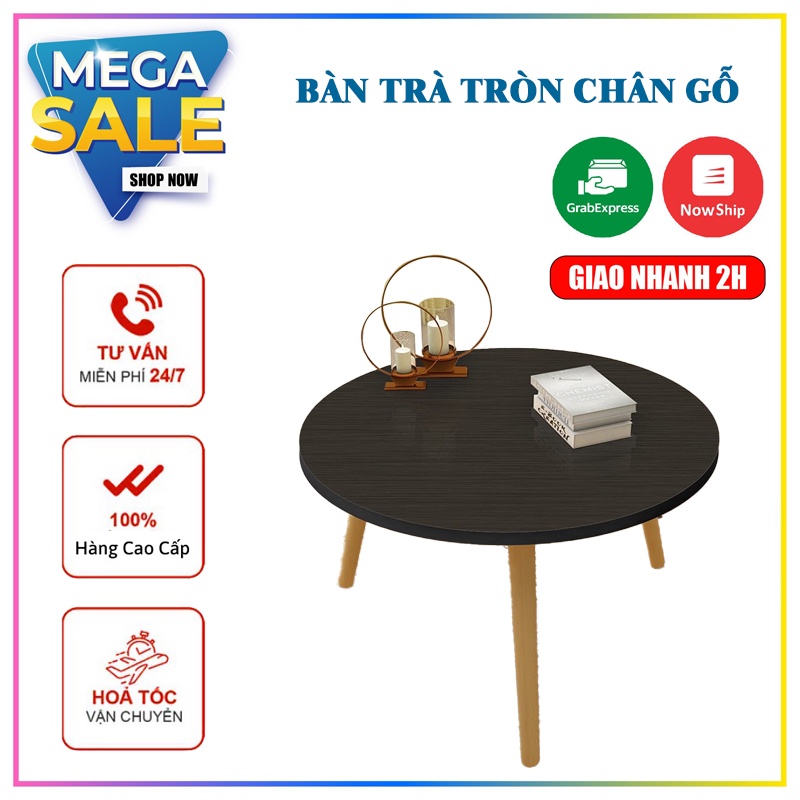 Bàn ngồi bệt kiểu Nhật hình tròn chân làm từ gỗ tự nhiên làm bàn trà, bàn cafe, bàn sofa