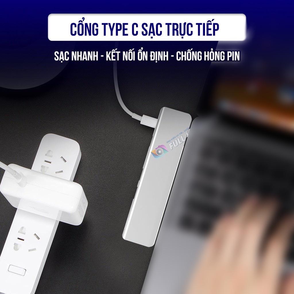 Cổng Chuyển Đổi Type C Sang HDMI/USB/ Type C/Đầu đọc thẻ nhớ Phụ Kiện Macbook Chia Cổng 7 trong 1 Full HD Shop Mã HD16