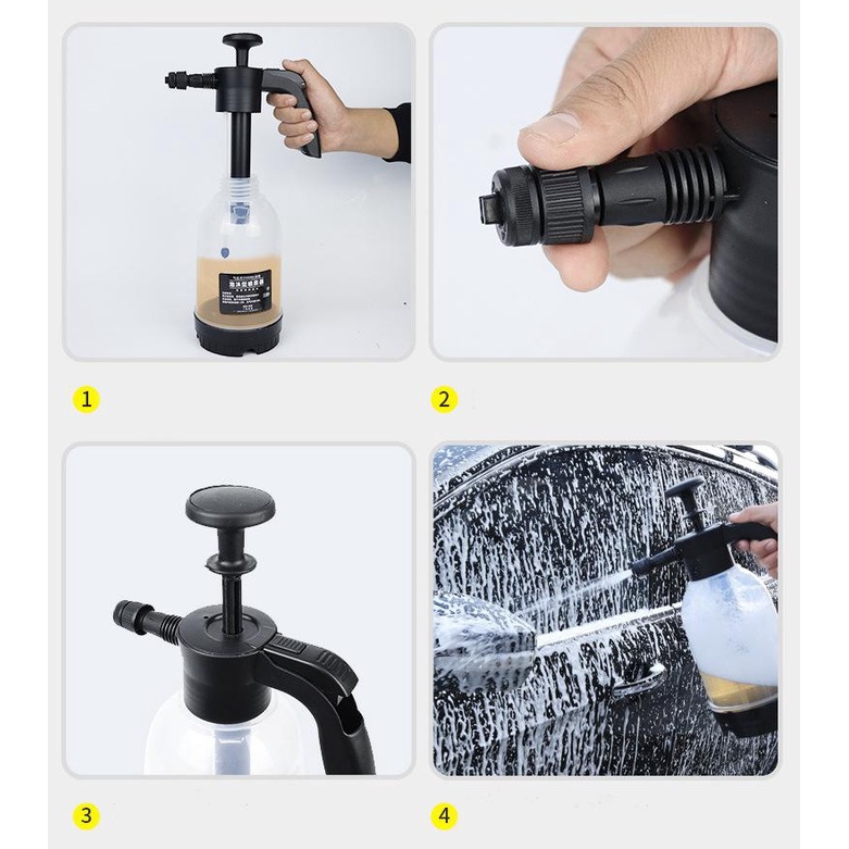 Bình Phun Bọt Tuyết Rửa Xe 2 Trong 1, Rửa Xe, Tưới Cây Đa năng Tặng Khăn Microfiber