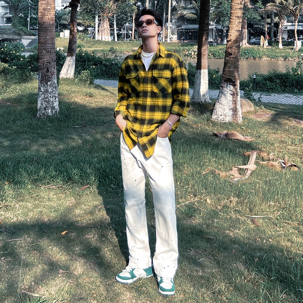 Áo Sơ Mi Flannel Màu Vàng Sọc Đen