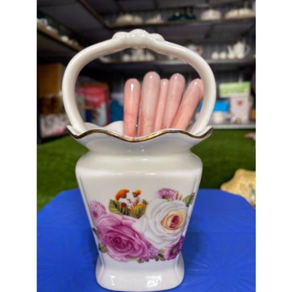 Lẵng sứ đựng dĩa thìa / giỏ sứ đưng dĩa thìa BP