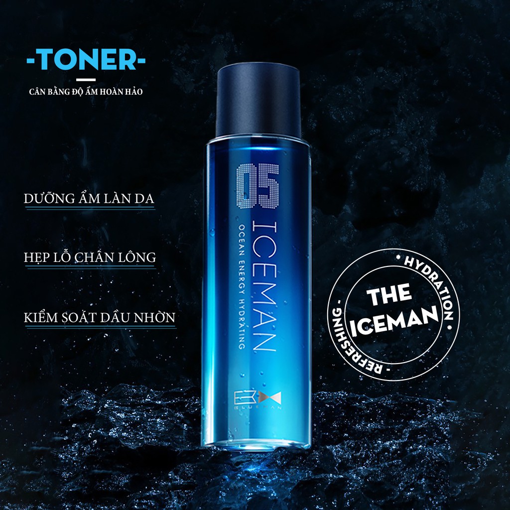 Toner Dưỡng Ẩm Da ICEMAN Chống Nhờn Se Khít Lỗ Chân Lông BLUEMAN 150ml ZL37