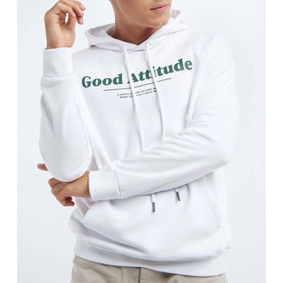 Áo thun hoody Routine - Hoodie màu trắng in slogan - chất thun nỉ tốt