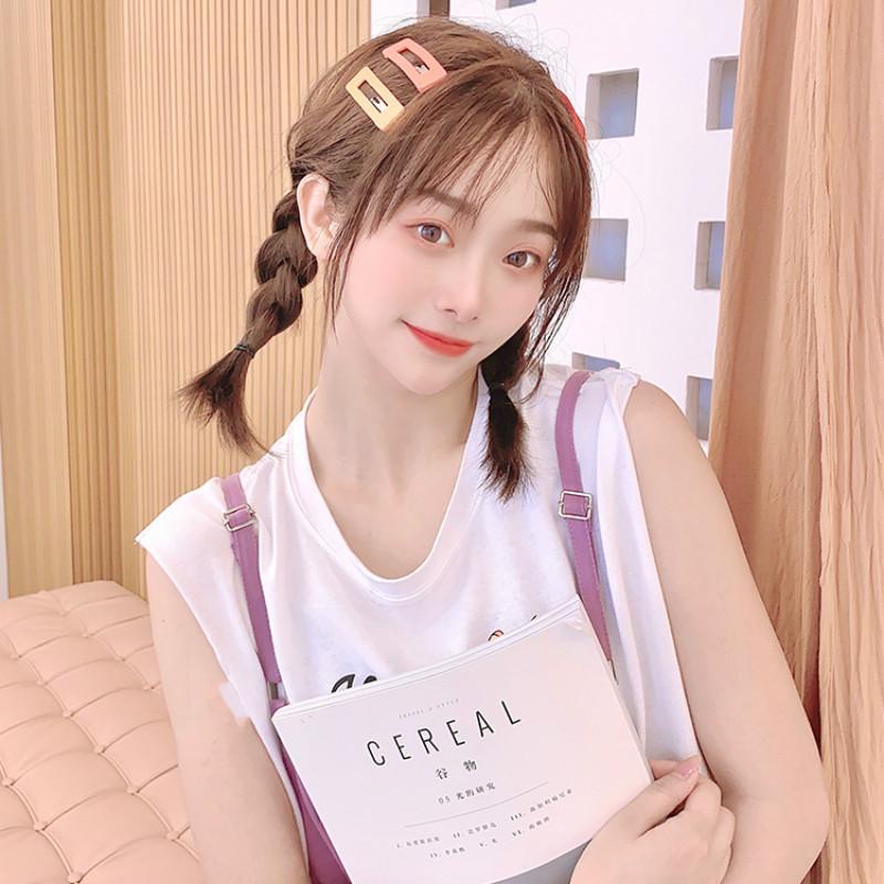 Set 10 Kẹp Tóc Nhựa Hình Chữ Nhật / Giọt Nước Màu Sắc Ngọt Ngào / Kẹo Ngọt Đơn Giản Cho Nữ / Trẻ Em