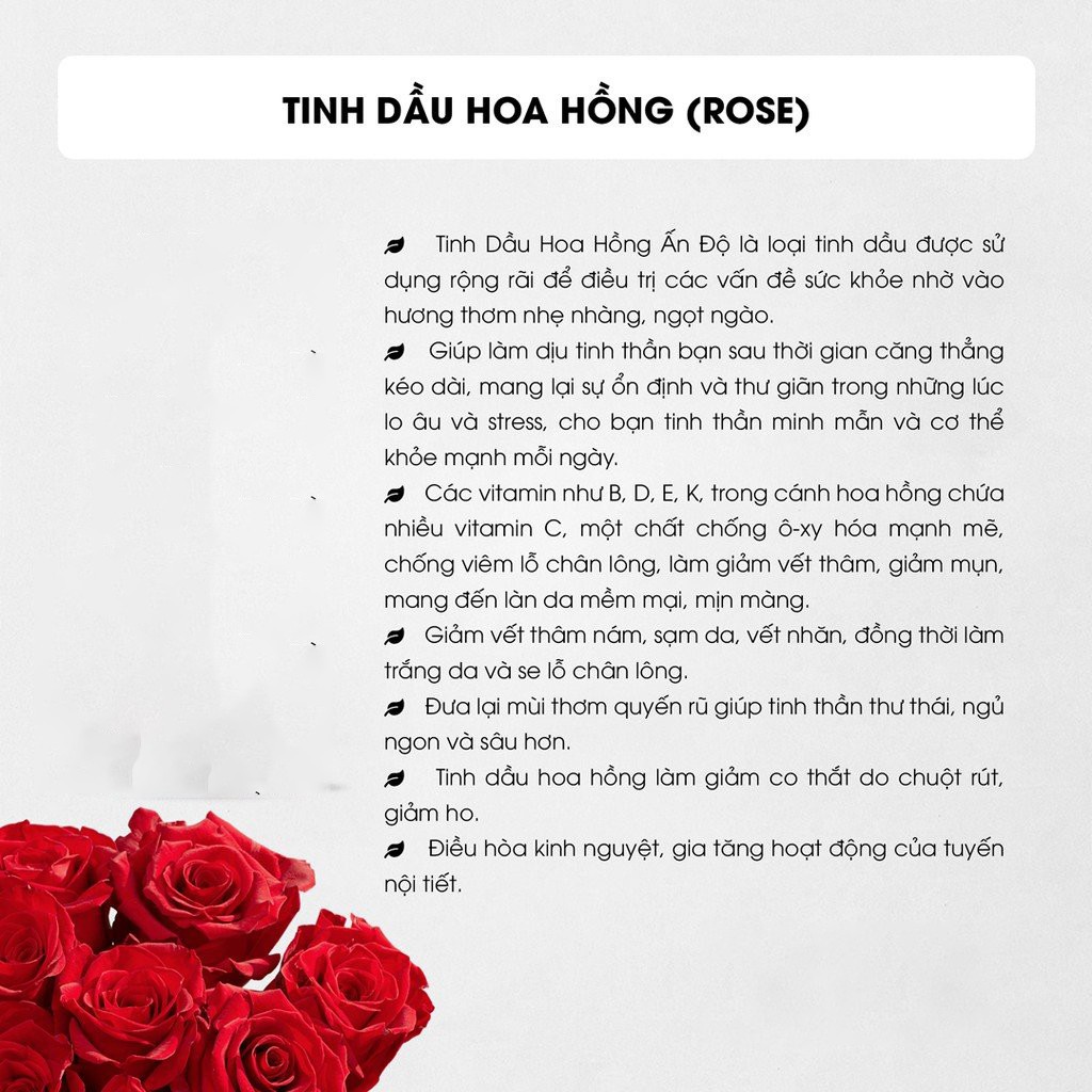 Tinh dầu Hoa Hồng (Rose oil) Tinh dầu thiên nhiên GIÁ RẺ Dung Tích: 10ml