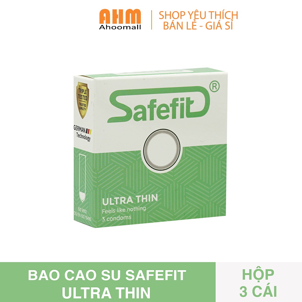 Bao cao su Safefit Ultra thin, siêu mỏng - Hộp 3 / 12 cái - Bcs Chính hãng