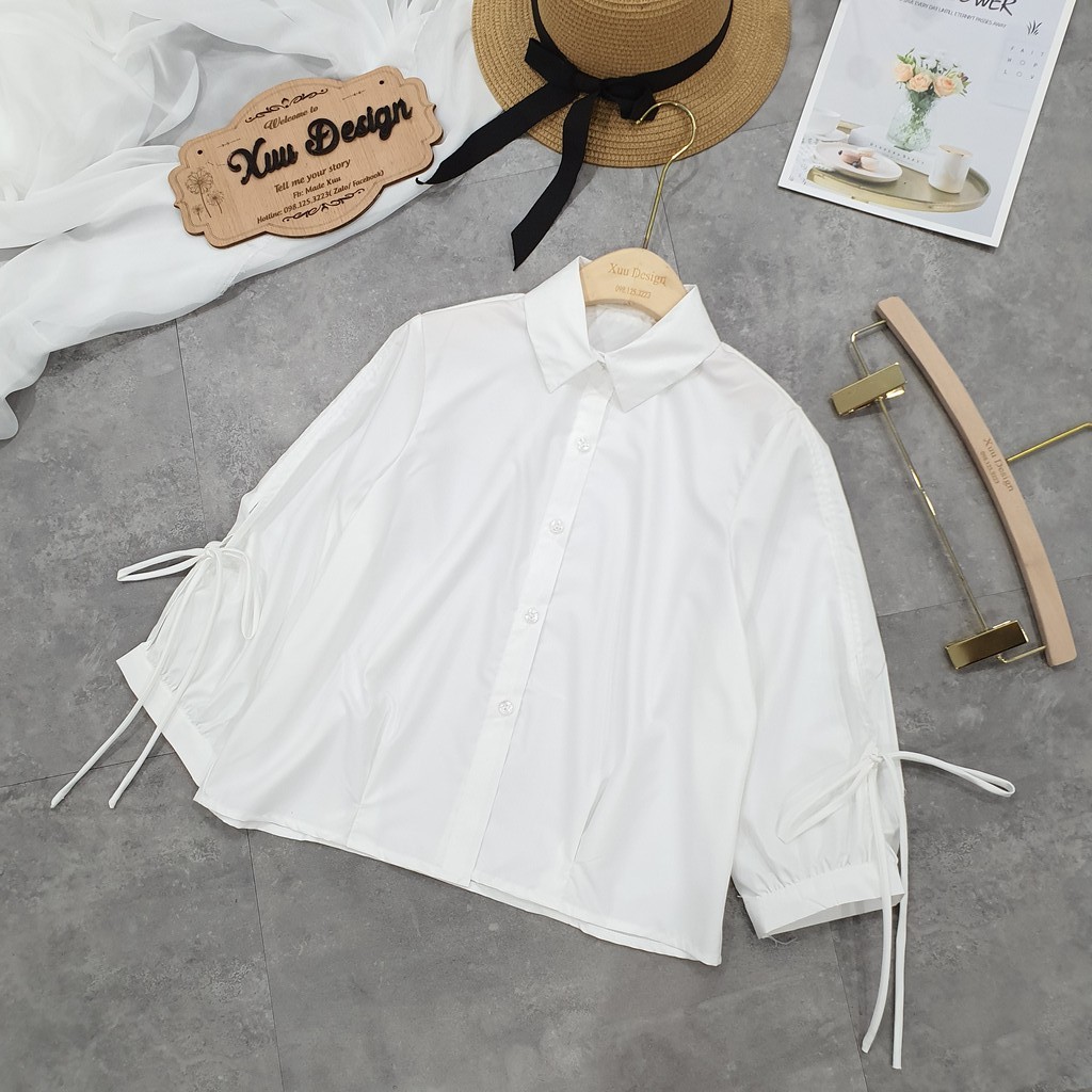 [SALE] Áo Sơ Mi Nữ tay thắt nơ thời trang Xuu Design 💖 Áo Kiểu Nữ đẹp 💖 SM149k3