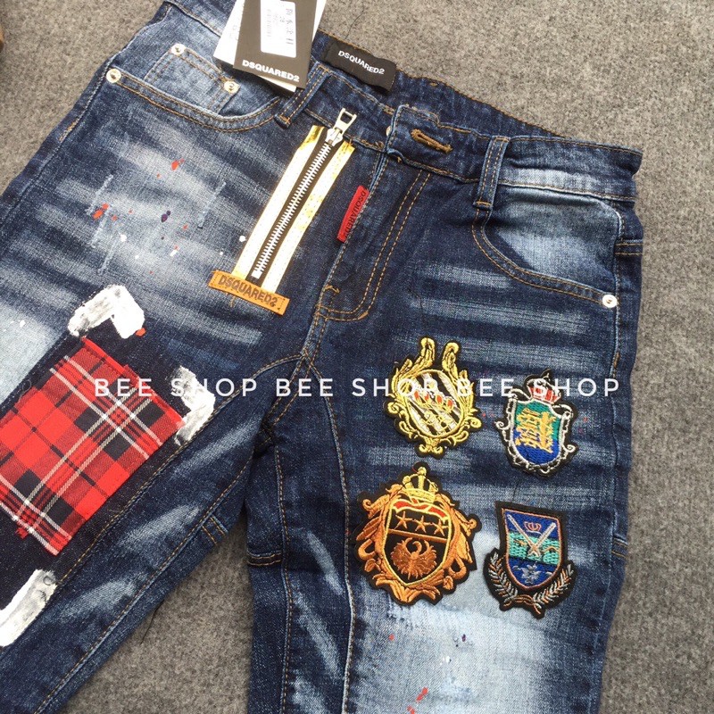 Quần bò ngố nam Dsq đính huy hiệu vá đỏ , quần jean nam, quần short bò 4 logo - Bee Shop | BigBuy360 - bigbuy360.vn