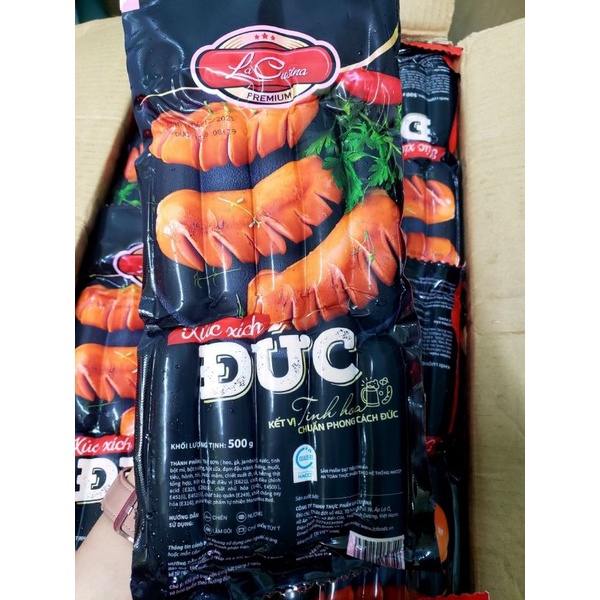 RẺ NHẤT SHOPEE XÚC XÍCH ĐỨC LACUSINA 500G GỒM 10 CÂY