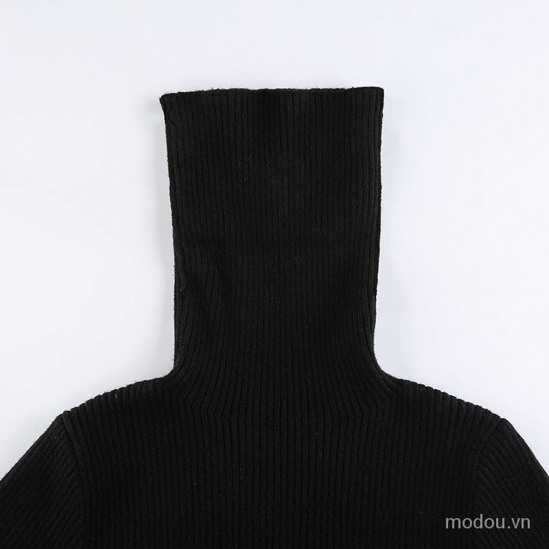 Đầm Cao Cổ Dệt Kim Tay Dài Phong Cách Hàn Quốc | BigBuy360 - bigbuy360.vn