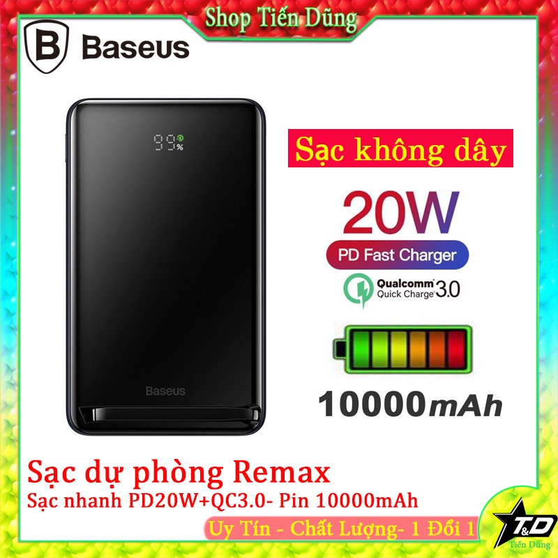 Sạc dự phòng không dây Baseus Magnetic Bracket Wireless Fast Charge Power Bank  dung lượng 10000mAh PD20W nhẹ và nhỏ gọn