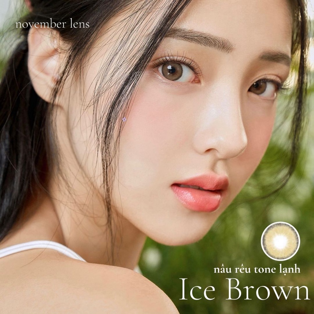 Kính áp tròng Ice Brown Hàn Quốc tone nâu rêu viền bo tròn