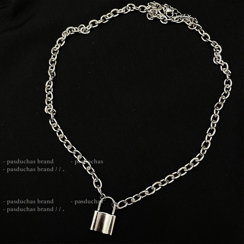 Vòng cổ Dài Mặt Hình Ổ Khóa Phong Cách Đường Phố hip hop Cá Tính