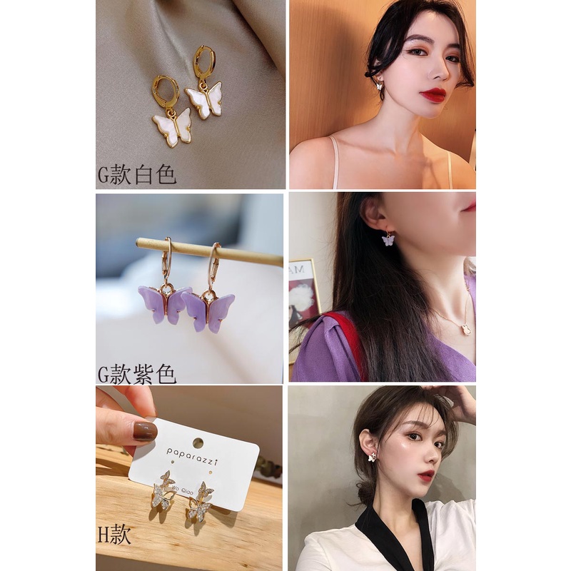 Khuyên tai xỏ lỗ/dạng vòng họa tiết bươm bướm thời trang Hàn Quốc