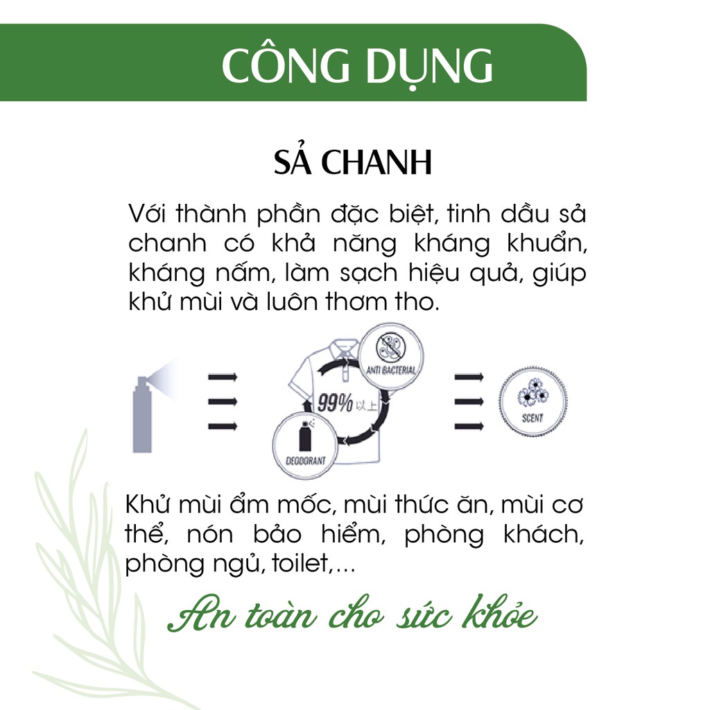 Xịt sát khuẩn tinh dầu Sả Chanh 24Care 100ml - diệt khuẩn, xịt rửa tay khô, xịt khử trùng không khí và đồ vật