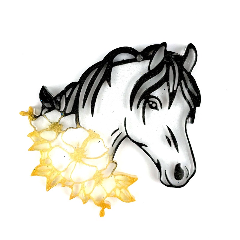 Khuôn Silicon Làm Móc Khóa / Ba Lô / Mặt Dây Chuyền Hình Đầu Ngựa / Hoa Bằng Epoxy Diy