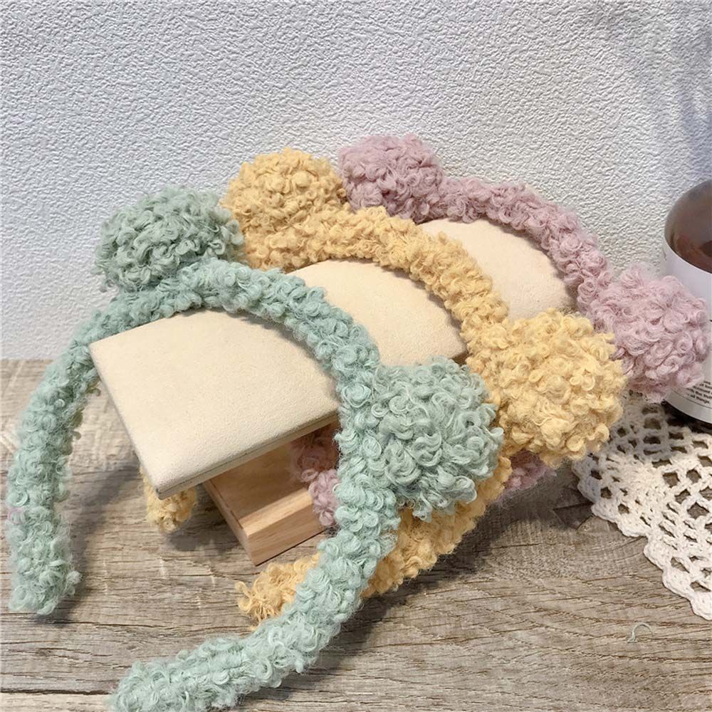 Băng Đô Cài Tóc Đính Bóng Lông Nhiều Màu Thời Trang Mùa Đông Hàn Quốc Cho Nữ