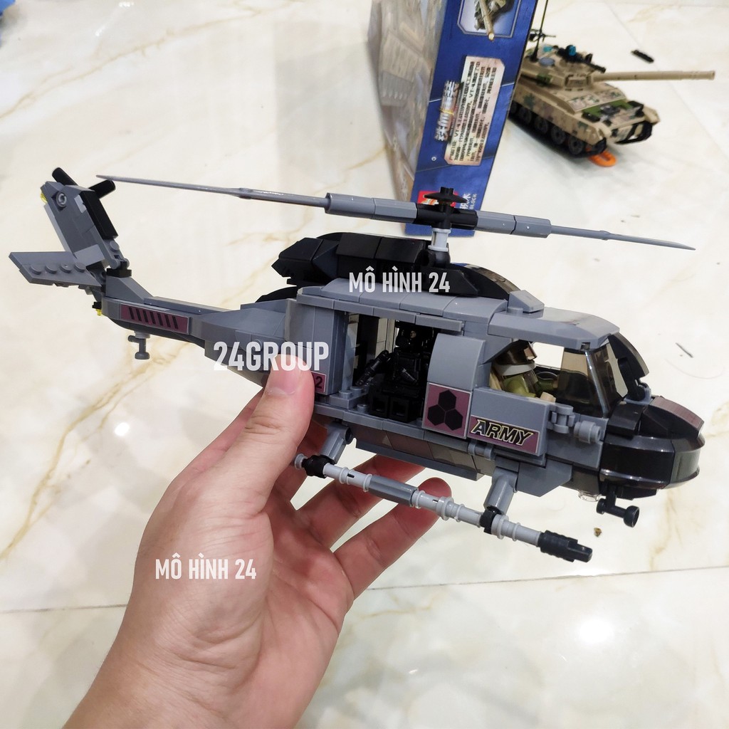 Bộ đồ chơi mô hình non lego Lắp Ráp máy bay trực thăng quân đội quân sự swat MOC leog K082 đồ xếp hình