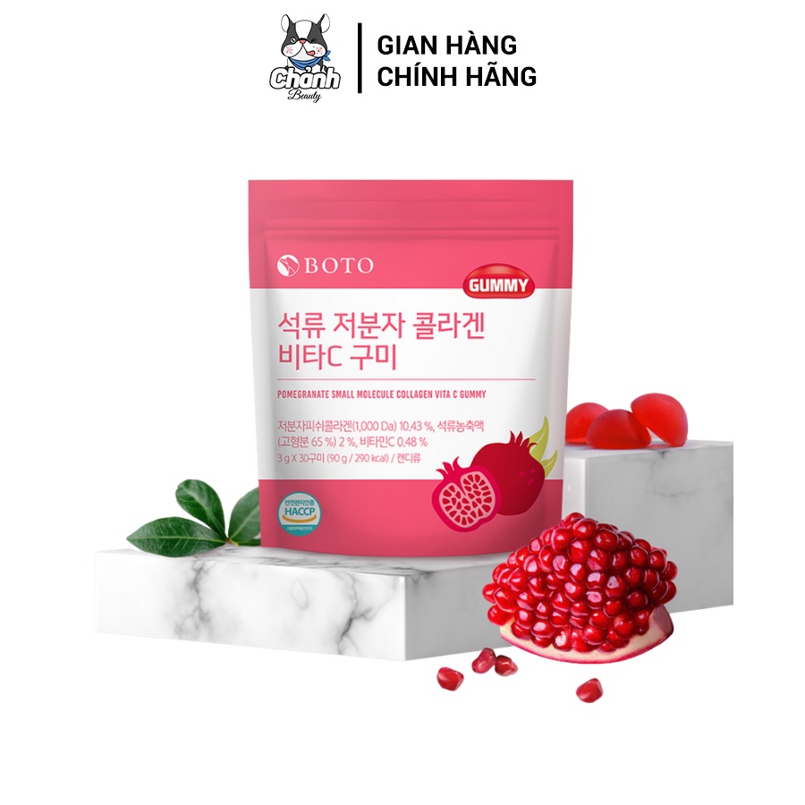 Kẹo Dẻo Vị Lựu Dưỡng Da Sáng Mịn - Boto Collagen Gummy Kẹo Dẻo Collagen, Kẹo Collagen Hàn Quốc