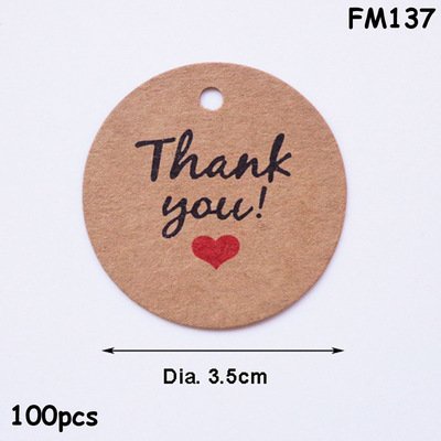 Set Tag Thank you 100c chất liệu giấy kraff