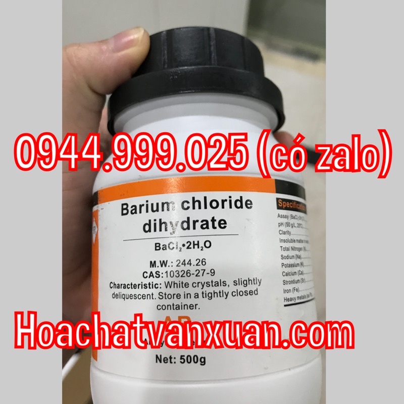 Hoá chất Barium chloride BaCl2 lọ 500g bari clorua Xilong tinh khiết CAS 10326-27-9 BaCl2.2H2O