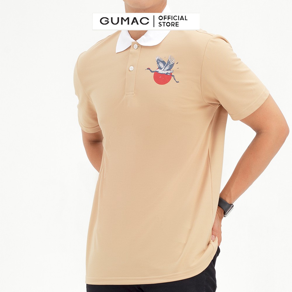 [Mã WABRGD12 giảm 10% đơn 250K] Áo thun polo nam in hạc GUMAC ATNB589 | BigBuy360 - bigbuy360.vn