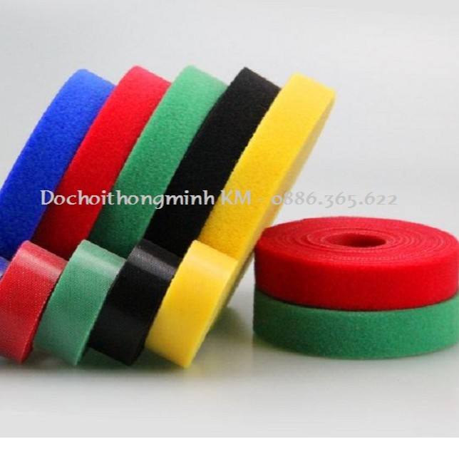 Velcro, dây dán dính đa năng buộc gọn tái sử dụng bản rộng 2cm nhiều màu