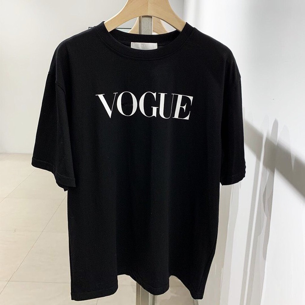 Áo Thun Nữ Vogue Simple But Delicate Black / White cotton Silicone Printing Unisex Overfit | BigBuy360 - bigbuy360.vn